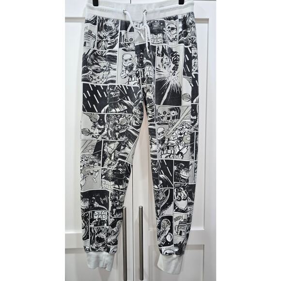 Star Wars Comic Strip Joggers Pants Black White Graphic Size M - Picture 1 of 16